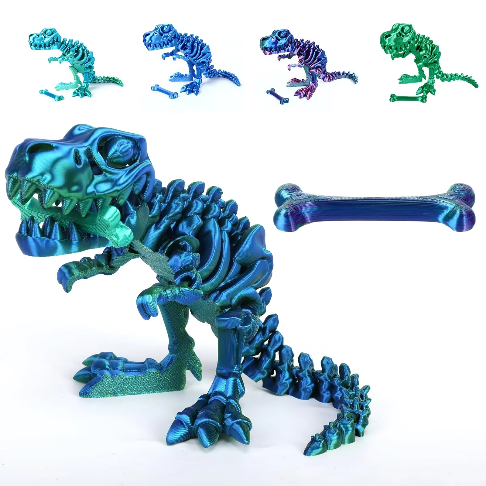 3D Printed Fidget Toy Rotatable Skeleton TREX  Dinosaur Model