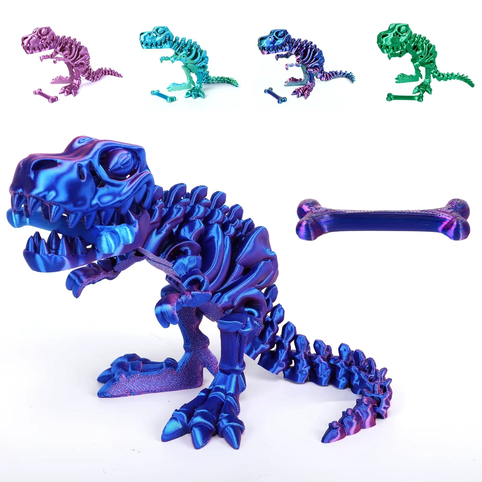 3D Printed Fidget Toy Rotatable Skeleton TREX  Dinosaur Model