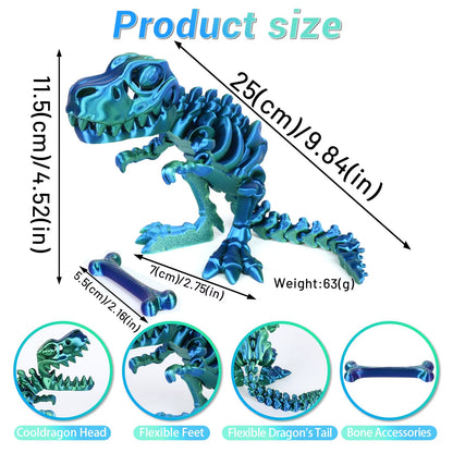 3D Printed Fidget Toy Rotatable Skeleton TREX  Dinosaur Model