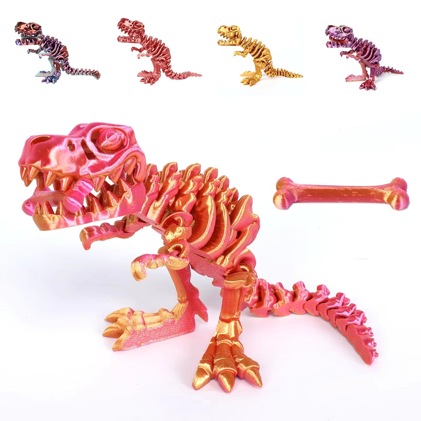 3D Printed Fidget Toy Rotatable Skeleton TREX  Dinosaur Model